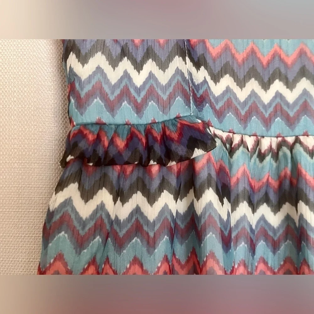 Roxy Girl Chevron Print Sundress Blue Pink Size Large